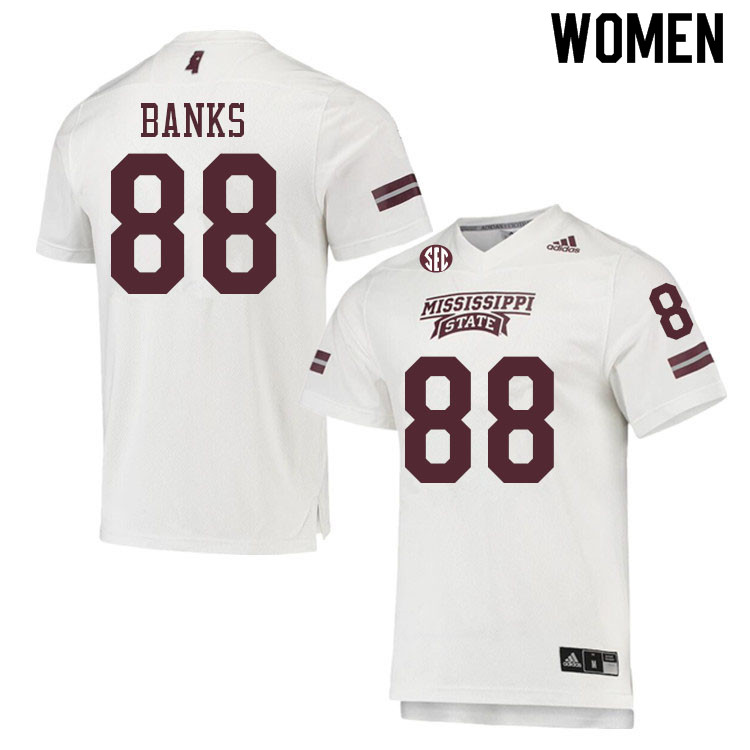 Women #88 Carson Banks Mississippi State Bulldogs College Football Jerseys Sale-White